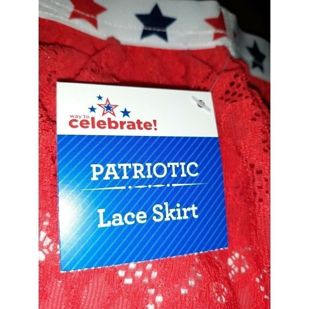 NWT Way To Celebrate Patriotic Girls Lace Skirt Sz L(10-12) Americana NWT - Picture 4 of 4
